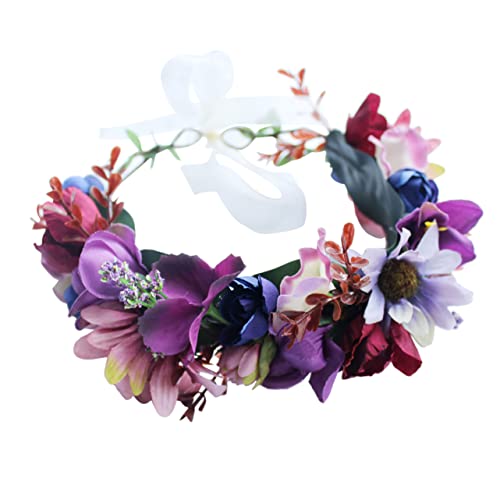 IWOWHERO Stirnband Mit Blumenkrone Haargummis Blumenmädchenkrone Kopfbedeckungen Für Die Braut Blumenstirnbänder Für Mädchen Urlaub Hochzeit Haarschmuck von IWOWHERO