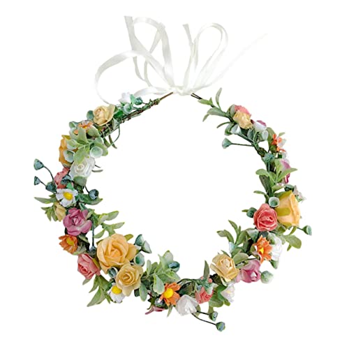 IWOWHERO Stirnband Aus Künstlichen Blumen Hochzeitsgirlande Haargummis Für Kinder Blumenhaarkranz Strand Kopfbedeckung Simulationsblumen-haarband Die Blumen Reisen Geschenk Stoff von IWOWHERO