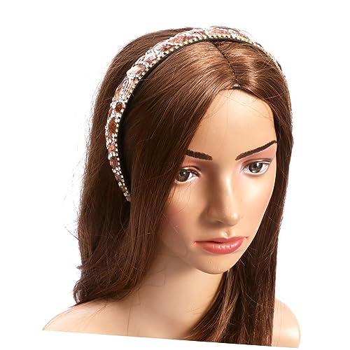 IWOWHERO Stirnband mit breiter Krempe Breitrand Haarband Diamant-Haarband breiter Haarschmuck breite Haarbänder stilvolles Haar Kopfbedeckung für Frauen Strass-Stirnband Perle Schal Damen von IWOWHERO