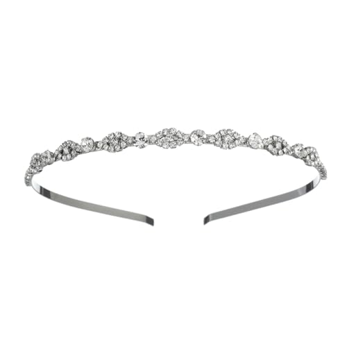 IWOWHERO Strass Stirnband Damen Elegant Leichtes Haarreif Glänzend Party Haarschmuck Silber Wellenform Chic von IWOWHERO