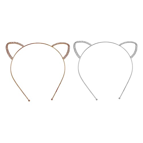 IWOWHERO 2stücke Katzenohren-stirnbänder Mit Strass Tierohr-haarband Für Cosplay Party-haar-accessoire Leicht Und Verstellbar Langlebiges von IWOWHERO