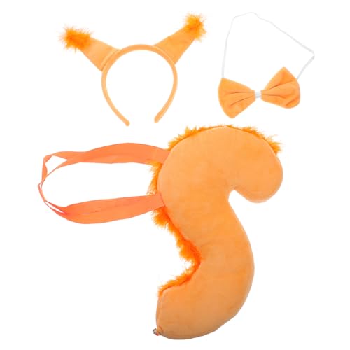 IWOWHERO Süßes Eichhörnchen Ohren Stirnband mit Bowtie und Flauschigem Kuscheliges Tierkostüm Zubehör für Erwachsene Weiches Plüschmaterial für Cosplay und Fasching von IWOWHERO