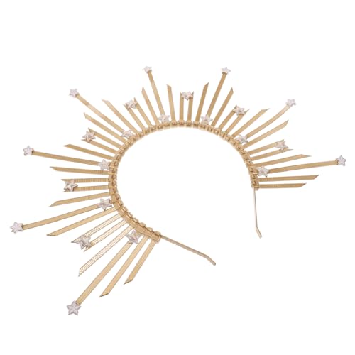 IWOWHERO Göttinnenkrone Goldenes Sunburst-stirnband Sunburst-stirnbandkrone -spike- Göttinnen- -kopfbedeckung Halloween-kopfbedeckungen Für Frauen Spike-kr von IWOWHERO