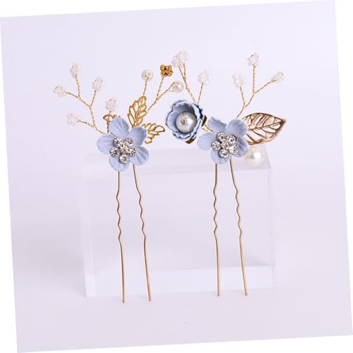 IWOWHERO Teiliges Retro Haarschmuck Metallblättern Perlen Strassbesatz und Blauen Haarnadeln Eleganter Hochzeit Haarkamm und Haarschmuck für Damen und Mädchen für Braut Festfrisuren von IWOWHERO