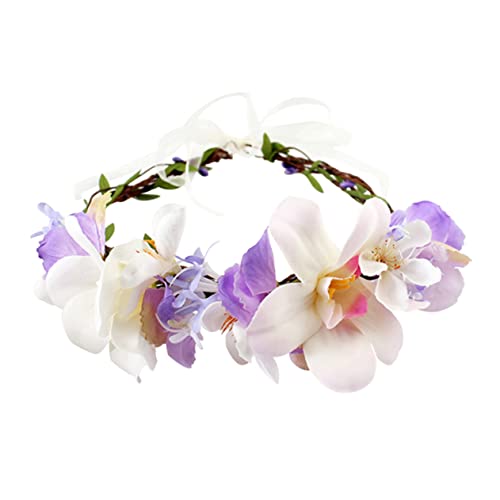 IWOWHERO Brautkopfbedeckung Tiara Haarband Haargummi Stirnband mit Blumenkrone Blumenstirnbänder für Mädchen Blumenmädchenkrone frisch Kopfbedeckung Zubehör Braut Hochzeit Haarband von IWOWHERO