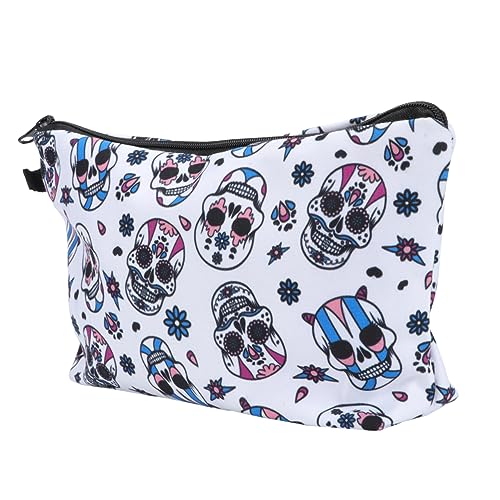 IWOWHERO Totenkopf Kosmetiktasche Make Up Tasche Kosmetiktasche Digitaler Strand Toilettenartikel 3D Kosmetiktasche Toilettenartikel Multifunktions Reisetasche Aufbewahrung Damen von IWOWHERO