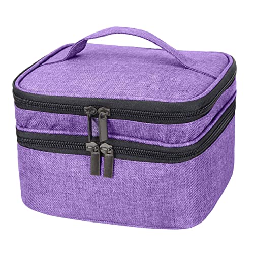 IWOWHERO Tragbare Nagellack Aufbewahrungsbox mit Tragegriff Doppelschichtiges Design Oxford Fächer Nagellack Organizer Tasche für Ätherische Öle Robust und Flexibel für Damen Reise von IWOWHERO