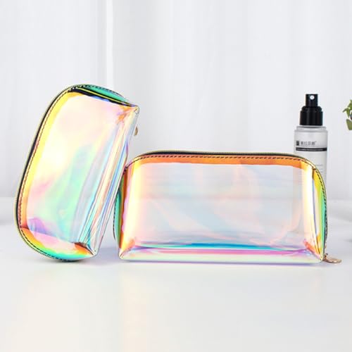 IWOWHERO Transparente wasserdichte Kosmetiktasche PVC Holografisch Kleine Make up Tasche Handtasche für Frauen Alltag Party von IWOWHERO