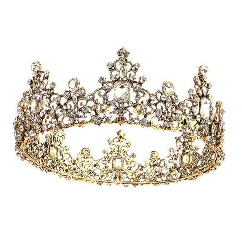 IWOWHERO Runde Barock Krone Für Frauen Vintage Tiara Stirnband Mit Strasssteinen Haarzubehör Für Hochzeit Geburtstag Kostümparty Muttertag von IWOWHERO
