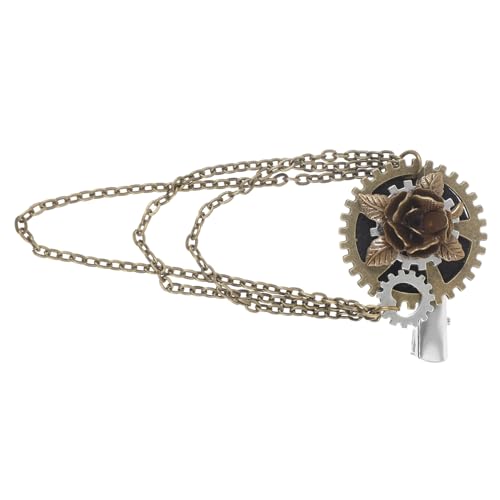 IWOWHERO Vintage Steampunk Haarspange Retro Brosche mit Zahnradkette Vielseitig Einsetzbar Haarschmuck oder Brosche für Damen Verarbeitet für Gothic von IWOWHERO