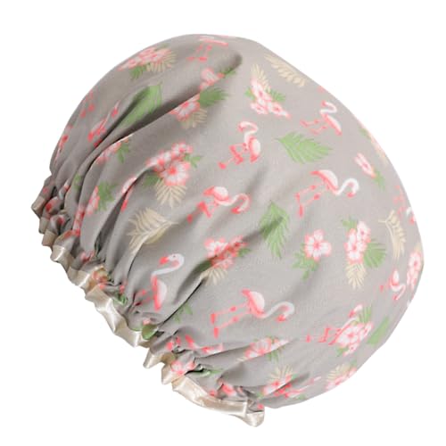 IWOWHERO Wasserdichte Doppellagige Duschhaube Damen mit Süßem Flamingo motiv Ölresistent und Vielseitig für Dusche Küche Spa und Gesichtspflege Geeignet von IWOWHERO