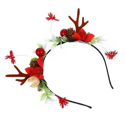 IWOWHERO Weihnachtsstirnband Hirschgeweih-stirnbänder Für Damen Weihnachtskopfschmuck Weihnachten Rentier Stirnband Weihnachtsstirnbänder Plastik Rot Elch Fräulein Weihnachtshirsch von IWOWHERO