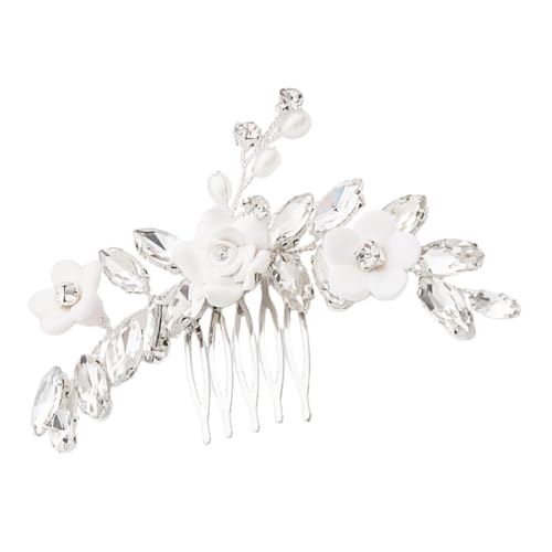 IWOWHERO dekorative Haarkämme Haarkamm mit Strass hochzeitshaar schmuck wedding hair accessories Hochzeitsdekoration Haarschmuck für die Hochzeit Strass Blumen Haarkamm floraler Haarkamm von IWOWHERO