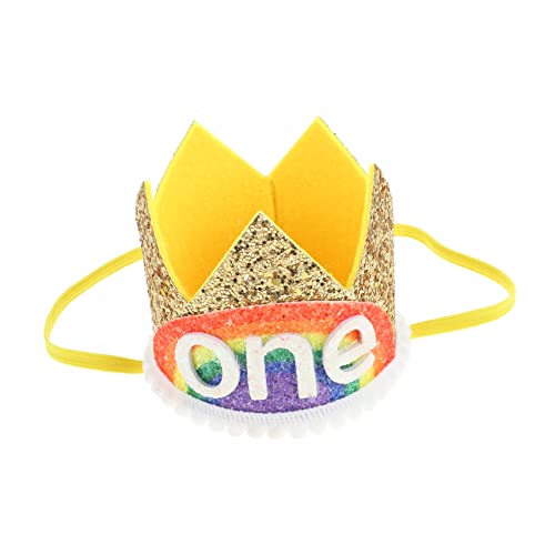 IWOWHERO Digitale Krone Für Kinder Geburtstag Diademe Stirnband Regenbogen Tiara Für Kinder Regenbogen-geburtstags-kopfschmuck Geburtstags-tiara Alles Zum Geburtstag Stoff Kleine Blitz von IWOWHERO