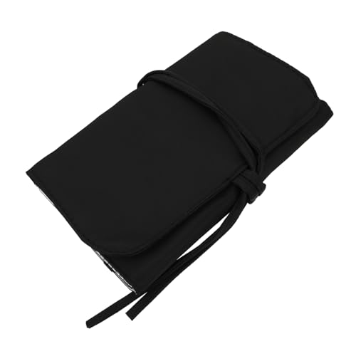 IWOWHERO wasserdichte Kosmetik Pinsel Tasche Rollbar Großes Fassungsvermögen Tragbarer Makeup Pinsel Organizer Für Reisen Und Zuhause Schwarz von IWOWHERO