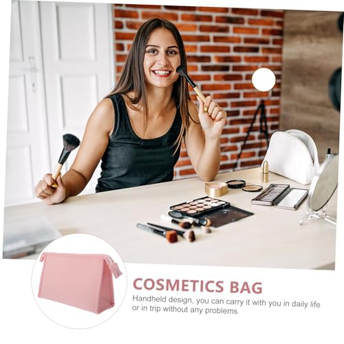 IWOWHERO wasserdichte PU Kosmetiktasche Klein Tragbar Handlich Make up Organizer Damen Reise Aufbewahrungstasche Rosa von IWOWHERO
