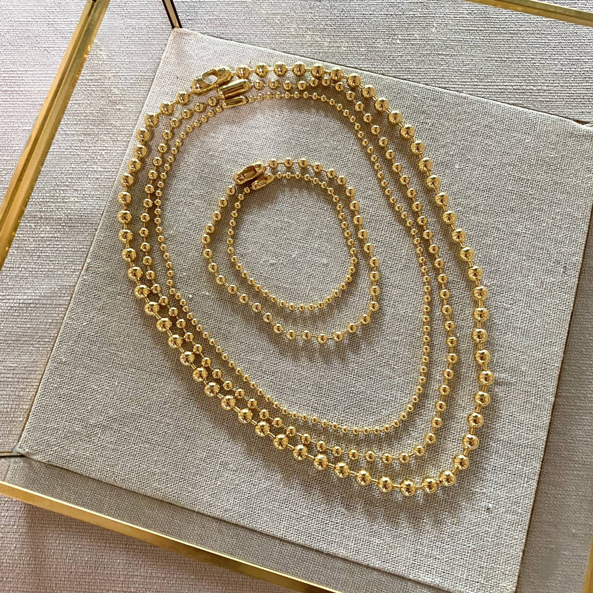 3mm, 4, 5mm, 6mm Messing Kugelkette, Kugel Perlen Armband Fußkettchen, Gold Halskette, Silber Kugelkette Set von IWUUSA