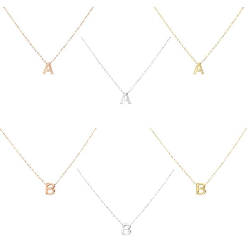 Kleine Buchstabe Halskette, Gold Silber Messing Mini Initial Alphabet Einfache Monogramm Name Halsketten Personalisierte Geburtstagsgeschenk von IWUUSA