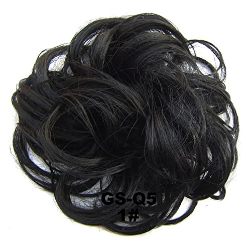 Haarteil Haargummi 1 STÜCKE Chaotisch Haarknoten Haargummis Verlängerung Lockig Gewellt Chaotisch Synthetisch Zerzaust Hochsteckfrisur Chignon Haarteil for Frauen Mädchen Dutt (Color : 1) von IXART