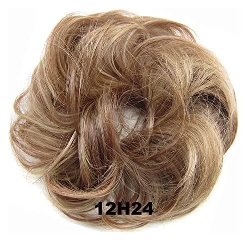 Haarteil Haargummi 1 STÜCKE Chaotisch Haarknoten Haargummis Verlängerung Lockig Gewellt Chaotisch Synthetisch Zerzaust Hochsteckfrisur Chignon Haarteil for Frauen Mädchen Dutt (Color : 12H24) von IXART