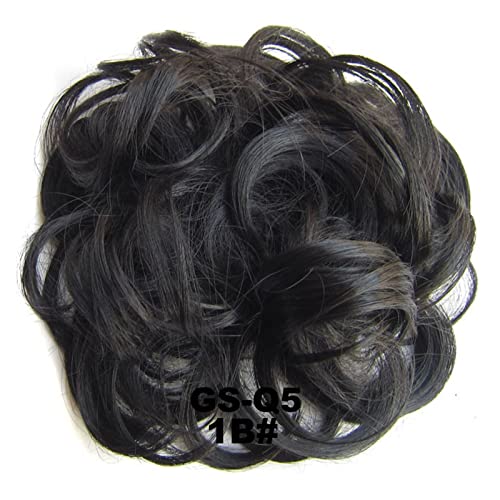 Haarteil Haargummi 1 STÜCKE Chaotisch Haarknoten Haargummis Verlängerung Lockig Gewellt Chaotisch Synthetisch Zerzaust Hochsteckfrisur Chignon Haarteil for Frauen Mädchen Dutt (Color : 1B) von IXART