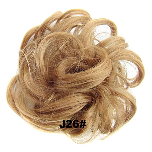 Haarteil Haargummi 1 STÜCKE Chaotisch Haarknoten Haargummis Verlängerung Lockig Gewellt Chaotisch Synthetisch Zerzaust Hochsteckfrisur Chignon Haarteil for Frauen Mädchen Dutt (Color : J26) von IXART