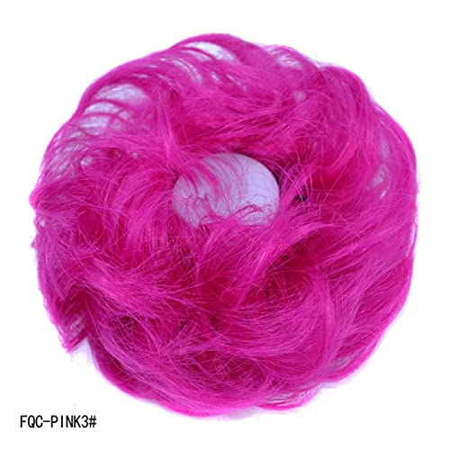 Haarteil Haargummi 1 STÜCKE Chaotisch Haarknoten Haargummis Verlängerung Lockig Gewellt Chaotisch Synthetisch Zerzaust Hochsteckfrisur Chignon Haarteil for Frauen Mädchen Dutt (Color : Roze) von IXART