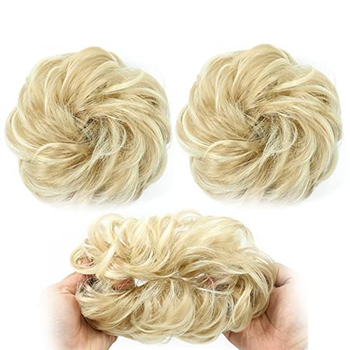 Haarteil Haargummi Elastisches Band mit Haar Messy Bun Mode Mädchen Curly Scrunchie Chignon mit elastischem Band Haarteile Donut for Frauen Dutt (Color : 14H613) von IXART