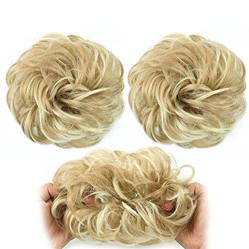 Haarteil Haargummi Elastisches Band mit Haar Messy Bun Mode Mädchen Curly Scrunchie Chignon mit elastischem Band Haarteile Donut for Frauen Dutt (Color : 16H613) von IXART