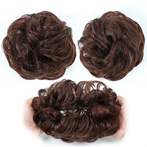 Haarteil Haargummi Elastisches Band mit Haar Messy Bun Mode Mädchen Curly Scrunchie Chignon mit elastischem Band Haarteile Donut for Frauen Dutt (Color : 17) von IXART