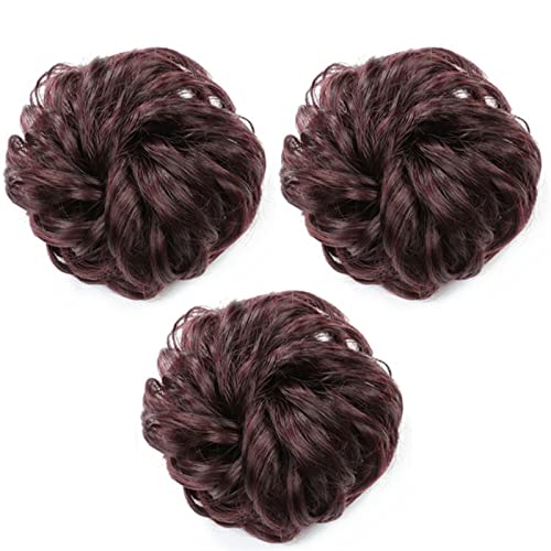 Haarteil Haargummi Elastisches Band mit Haar Messy Bun Mode Mädchen Curly Scrunchie Chignon mit elastischem Band Haarteile Donut for Frauen Dutt (Color : 2-99J) von IXART