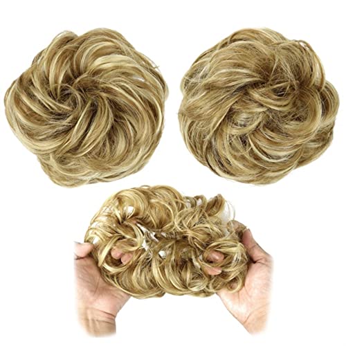 Haarteil Haargummi Elastisches Band mit Haar Messy Bun Mode Mädchen Curly Scrunchie Chignon mit elastischem Band Haarteile Donut for Frauen Dutt (Color : 22H27A) von IXART