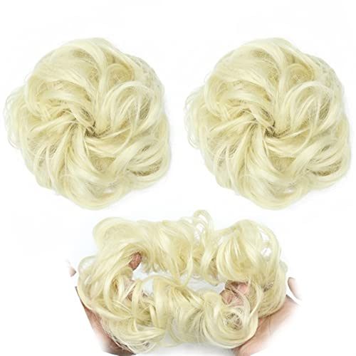 Haarteil Haargummi Elastisches Band mit Haar Messy Bun Mode Mädchen Curly Scrunchie Chignon mit elastischem Band Haarteile Donut for Frauen Dutt (Color : 613) von IXART