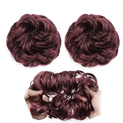 Haarteil Haargummi Elastisches Band mit Haar Messy Bun Mode Mädchen Curly Scrunchie Chignon mit elastischem Band Haarteile Donut for Frauen Dutt (Color : 99J) von IXART