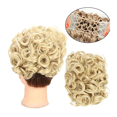 Haarteil Haargummi Messy Bun Scrunchie Chignon Haarteil Curly Bun Extensions Scrunchie Updo Haarteile Synthetische Kämme in Messy Bun Haarteil for Frauen Dutt (Color : Q1 M24-613) von IXART