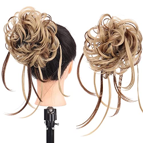 Haarteil Haargummi Synthetischer lockiger Chignon mit Gummiband-Haargummis, unordentlicher Haarknoten, Hochsteckfrisur, Haarteil-Erweiterungen for Frauen Dutt (Color : SW205-05) von IXART
