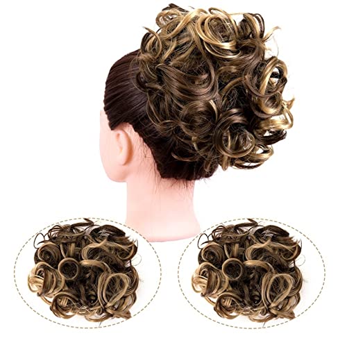 Haarteil Haargummi Synthetisches unordentliches Haarknoten Scrunchie Chignon Haarteil Hochsteckfrisur Curly Dutt Verlängerungskämme Clip in unordentlichem Dutt Haarteil for Frauen Dutt (Color : 9H19# von IXART