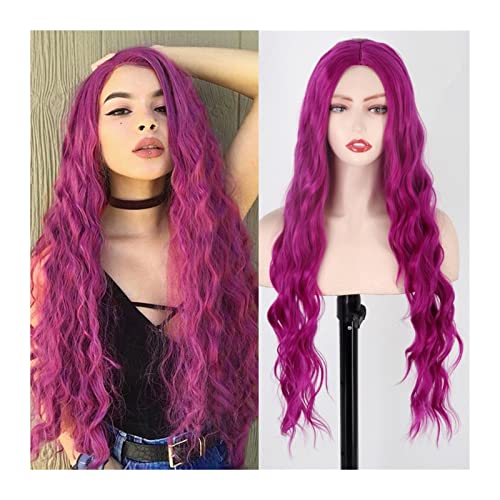 Perücke 28" lange gewellte Perücken for Frauen Mittelteil langes lockiges Haar Perücke Körperwelle Perücke natürlich aussehende hitzebeständige synthetische Perücken for tägliche Party Cosplay Wig (C von IXART