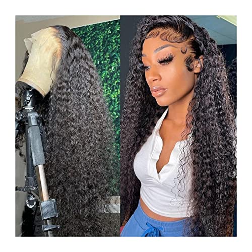 Perücke 8-40" Deep Wave Lace Front Perücke for Frauen 13 × 4 13 × 6 Brasilianische Echthaarperücke Glueless Curly Transparent Lace Frontal Perücke mit Babyhaar Wig (Color : 13X4 lace wig 150 density von IXART