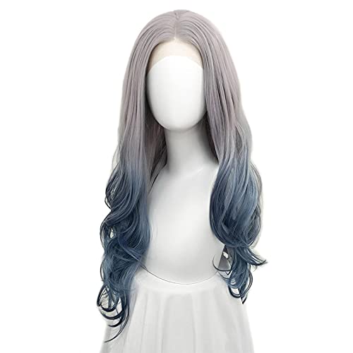 Perücke Gradient Perücke 24 "Hitzebeständige lockige wellenförmige synthetische Haarperücke Frauen Cosplay Kostümperücken for den täglichen Tragen Wig von IXART