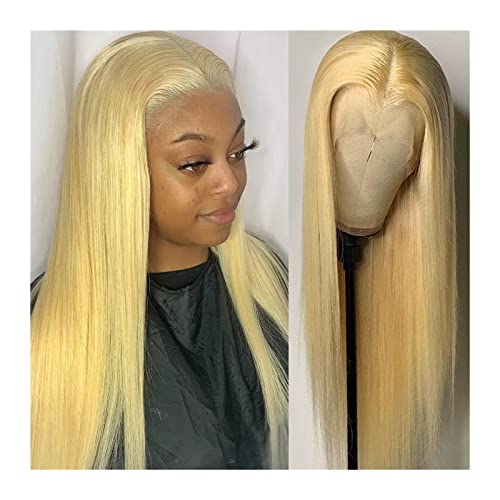 Perücke Knochen gerade 13 × 6 T-Teil Lace Front Perücken Blonde Echthaarperücken for Frauen 8-30 "brasilianisches Remy-Haar mit Babyhaar 150% Dichte vorgezupfter Haaransatz Wig (Size : 8inches) von IXART