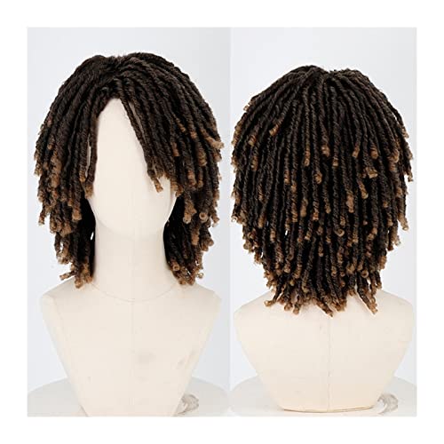 Perücke Kurze geflochtene Perücken for schwarze Frauen, kurze Dreadlock-Perücken, 40,6 cm, Afro-Zöpfe, lockige, synthetische Faux Locs, Twist-Flechten, kurze Perücken Wig (Color : 002, Size : 16inch von IXART