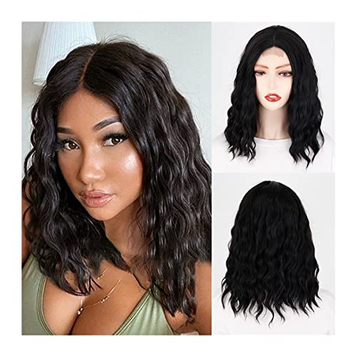 Perücke Kurze gewellte Bob-Perücken for Frauen, 15 Zoll, Mittelteil, schulterlang, kurze Bob-Perücken, gewellte, lockige, hitzebeständige, synthetische Perücke for die tägliche Party Wig (Color : 002 von IXART