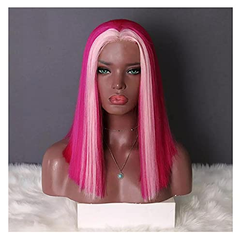 Perücke Rosa synthetische kurze Perücke hitzebeständige synthetische □ Nicht-Spitze-Perücke Highlight Cosplay Bob Perücken for schwarze Frauen Wig (Size : 10inches) von IXART