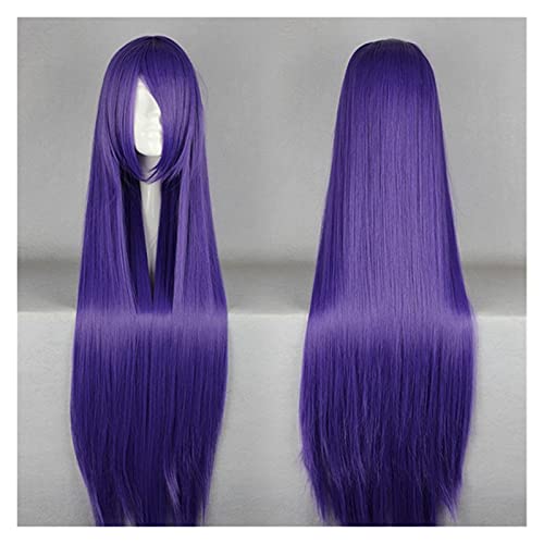 Perücke Weiße Perücke lange Haarteil Synthetische Faserhaarsalon Party Cartoon Cosplay Gerade Haar Wig (Color : Purple, Size : 38inches) von IXART
