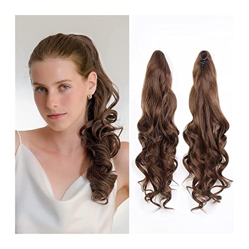 Ponytail Extension/Haarteil 18-Zoll-Haarteil mit lockiger Welle, Mini-Backen-Pferdeschwanz, Pferdeschwanz-Haarteil, Clip-in-Haarklammer, Pferdeschwanz-Verlängerung, Kunstfaser for Frauen Pferdeschwanz von IXART