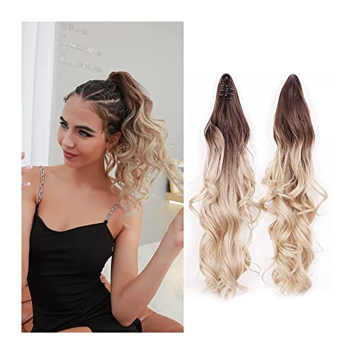 Ponytail Extension/Haarteil 18-Zoll-Haarteil mit lockiger Welle, Mini-Backen-Pferdeschwanz, Pferdeschwanz-Haarteil, Clip-in-Haarklammer, Pferdeschwanz-Verlängerung, Kunstfaser for Frauen Pferdeschwanz von IXART