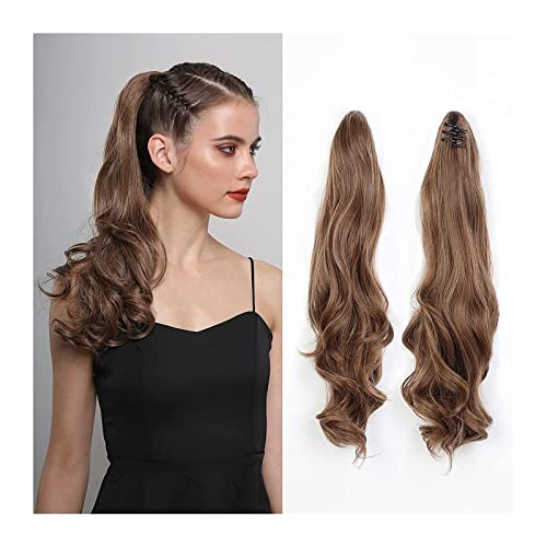 Ponytail Extension/Haarteil 18-Zoll-Haarteil mit lockiger Welle, Mini-Backen-Pferdeschwanz, Pferdeschwanz-Haarteil, Clip-in-Haarklammer, Pferdeschwanz-Verlängerung, Kunstfaser for Frauen Pferdeschwanz von IXART