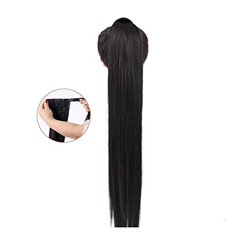 Ponytail Extension/Haarteil 22/32 Zoll Wrap-Around-Pferdeschwanz-Kunsthaar, lange, gerade Pferdeschwanz-Verlängerung, Clip-in-Pferdeschwanz-Haarteil for Frauen Pferdeschwanz Verlängerung (Color : 2, von IXART