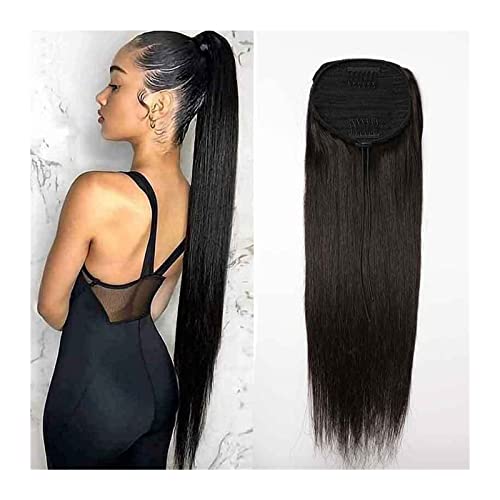 Ponytail Extension/Haarteil Pferdeschwanz Echthaarverlängerung 8-24 Zoll glattes Haar Kordelzug Pferdeschwanz Verlängerungen natürliche schwarze Farbe for Frauen Clip in Pferdeschwanz Haarverlängerung von IXART